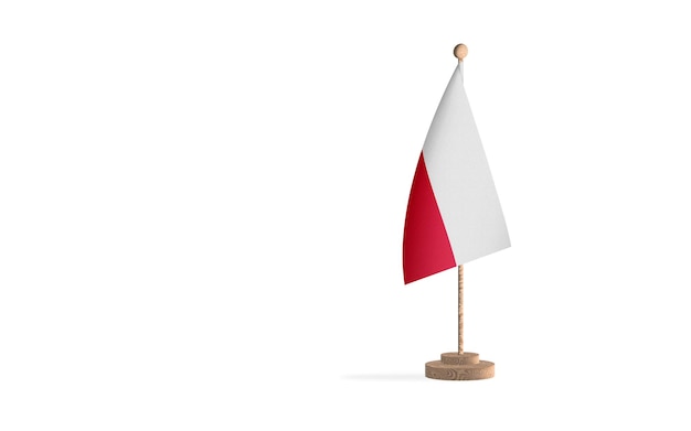 Asta de bandera de Polonia con imagen de fondo de espacio en blanco