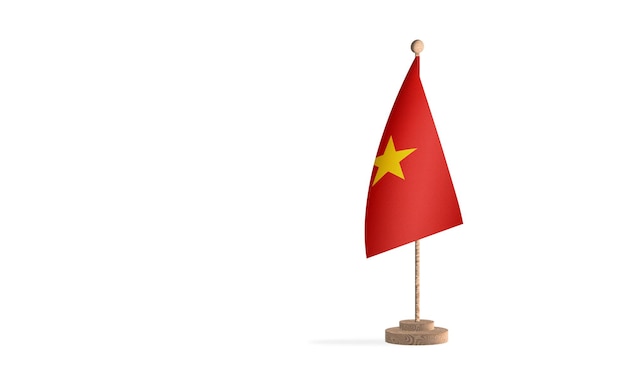 Asta de bandera de vietnam con imagen de fondo de espacio en blanco