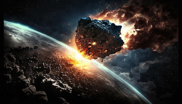 Un asteroide cae a la tierra IA generativa