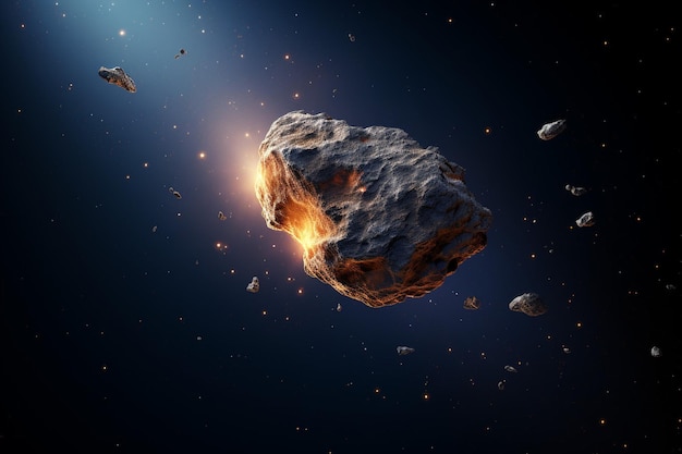 Asteroide en el fondo espacial