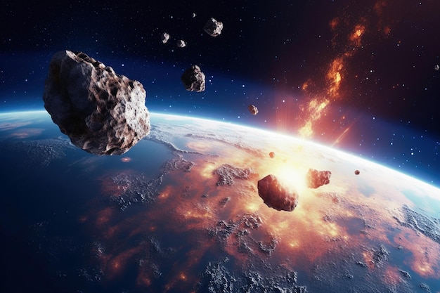 Asteroide generativo de IA acercándose a la Tierra