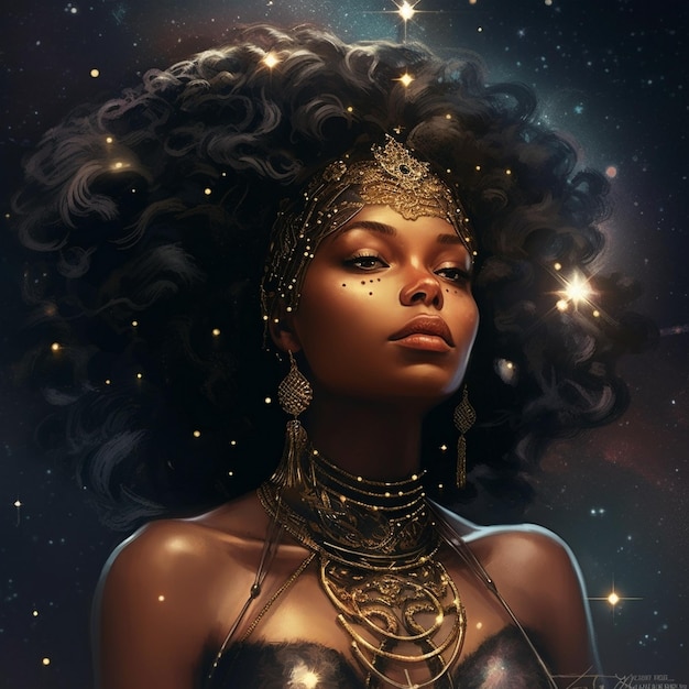 Foto astrología mujer oscura ilustración arte