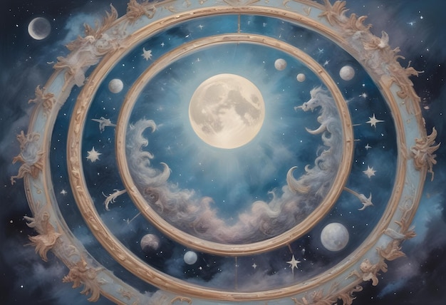 Astrologie Horoskopkreis ein Gemälde eines Mondes
