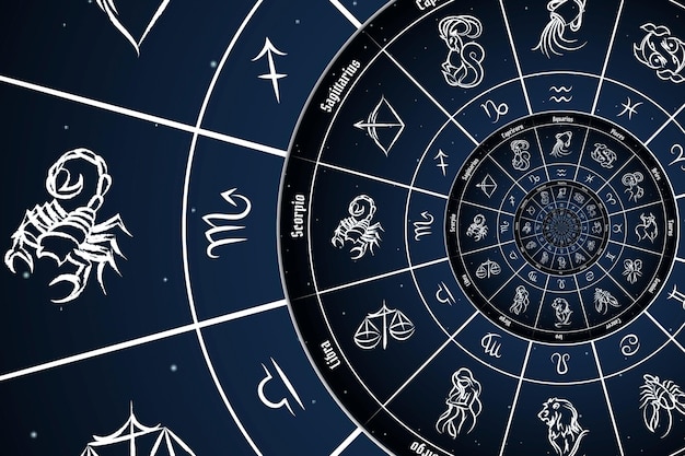 Astrologischer Hintergrund mit Sternzeichen und Symbol
