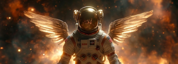 Astronaut Astronaut mit Engelflügeln Generative KI