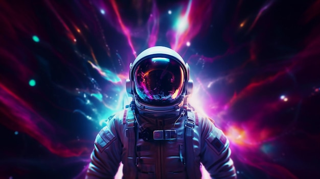 Astronaut auf abstraktem, hellem Hintergrund