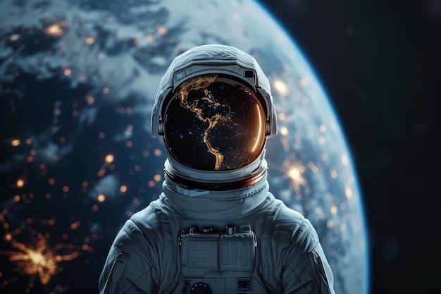 Astronaut auf dem Hintergrund der Erde Konzept der Weltraumforschung