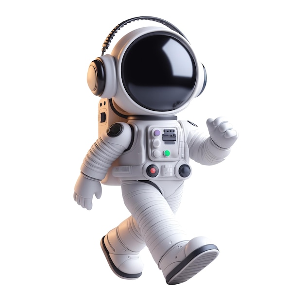 Foto astronaut, der im 3d-stil spazieren geht, isoliert generative ki