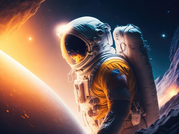Astronaut erforscht die Tiefen des Weltraums
