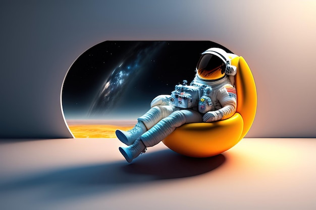 Astronaut faulenzt 3D-Illustration