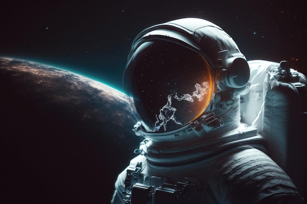 Astronaut im All keine Gesichts-KI generiert