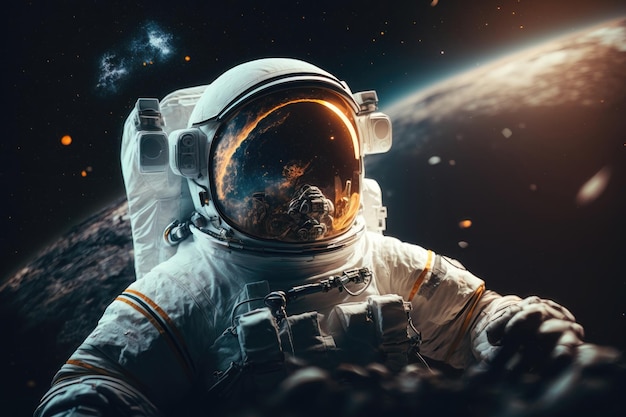 Astronaut im All keine Gesichts-KI generiert