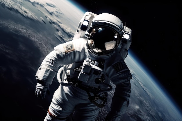 Astronaut im Weltraum mit der Erde im Hintergrund