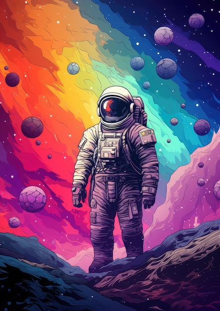 Astronaut im Weltraum mit Universumshintergrund in Pastellfarben Generative Ai