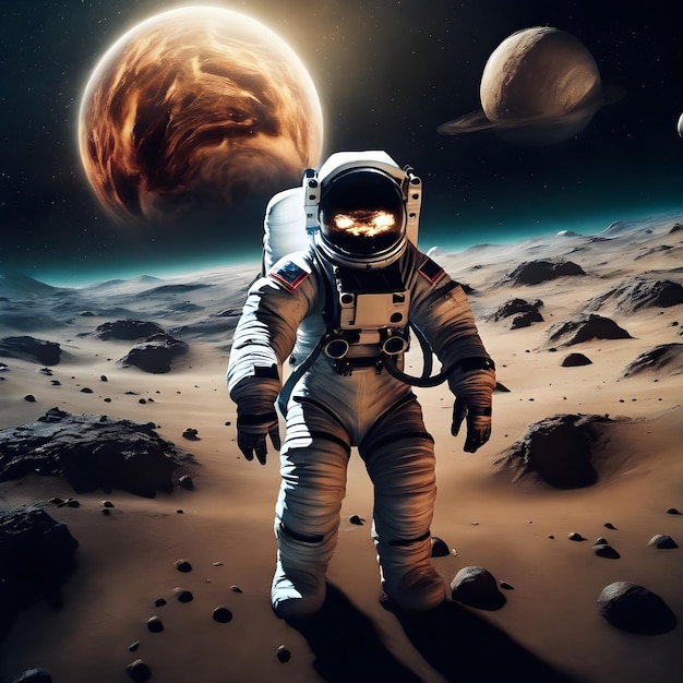 Astronaut im Weltraum Science-Fiction-3D-Rendering von KI generativ