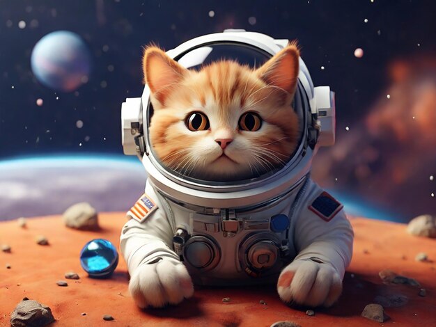 Foto astronaut katze mit weltraum-hintergrund