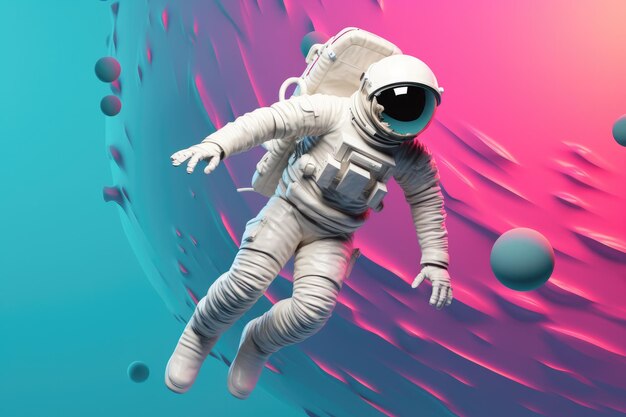 Astronaut läuft im Weltraum mit Universumshintergrund Generative Ai