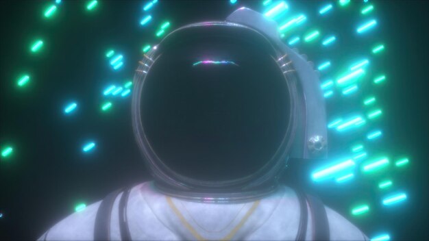 Astronaut mit Neonlinien