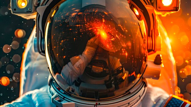 Astronaut mit reflektierendem Visier gegen SpacexA