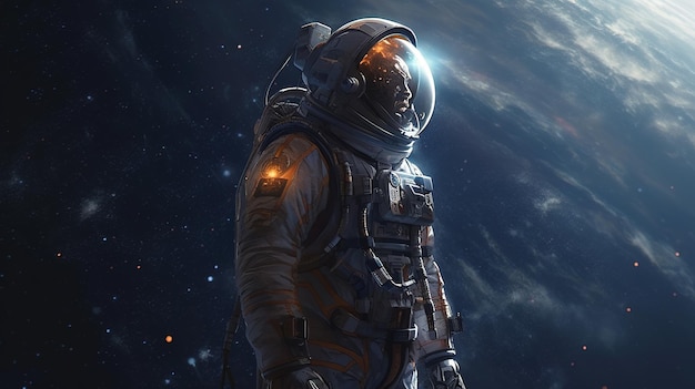 Astronaut schwebt im Weltraum, digitale Kunstillustration, generative KI