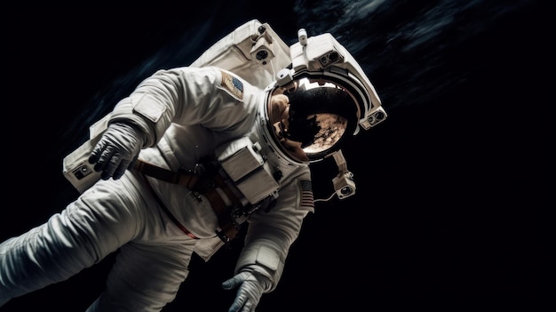 Astronaut schwebt in der grenzenlosen Weite des von KI erzeugten Weltraums