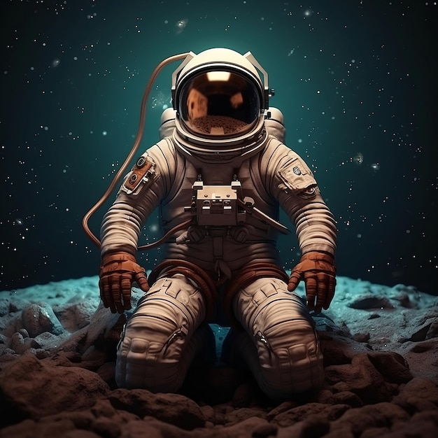 Astronaut sitzt auf dem Mond