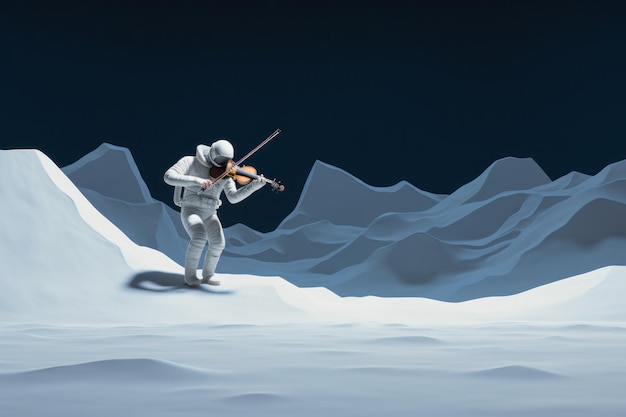 Astronaut spielt Geige auf der Oberfläche des Mondes Schönes Illustrationsbild Generative KI