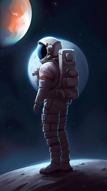 Astronaut über dem Mond Illustration