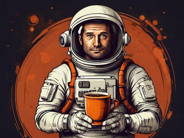 Astronaut-Vektor-Illustration Handgezeichneter Raumfahrer für T-Shirt-Druck-Design