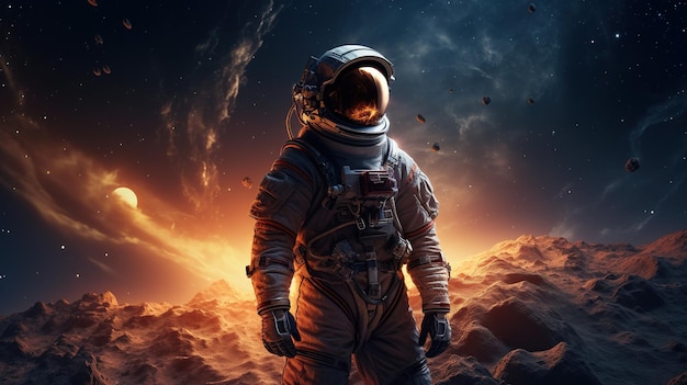 Astronauta 5K arte realista de ficção científica Elementos de imagem fornecidos pela NASA