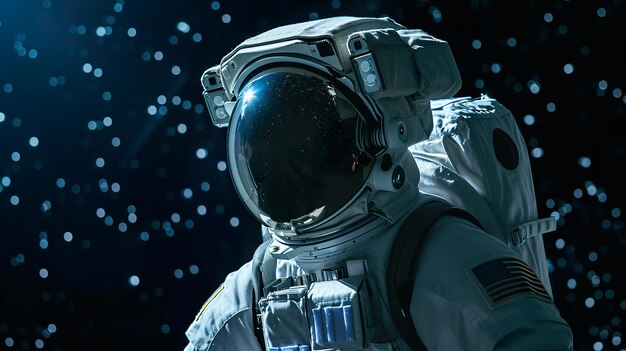 Astronauta de la Aventura Espacial en un traje reflectante para caminar en el espacio