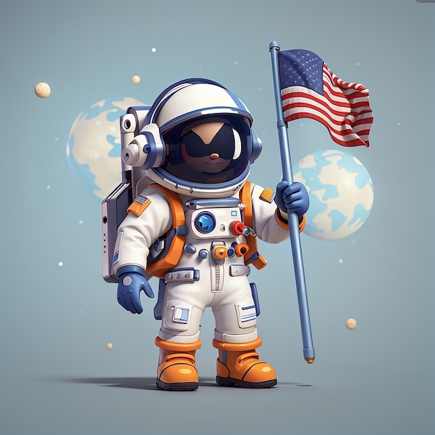 Foto un astronauta con una bandera y una bandera en él