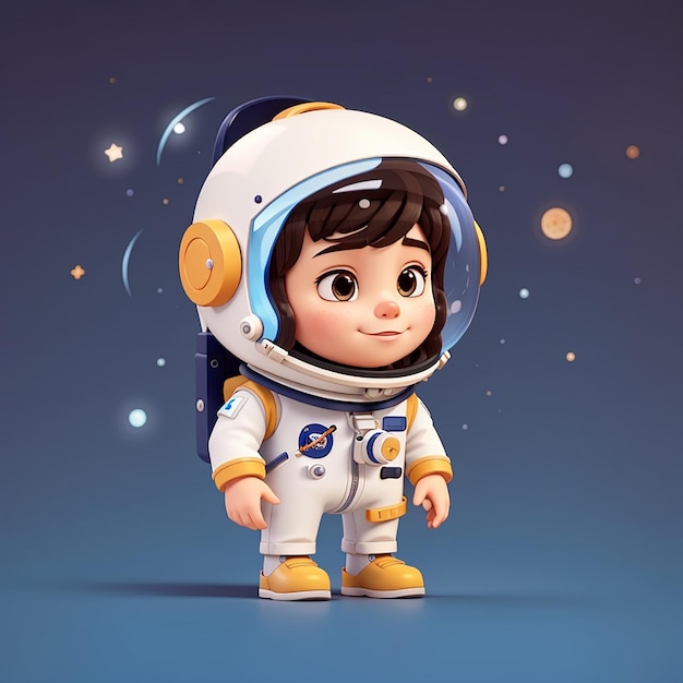 Astronauta bonito confuso pensando desenho animado ícone vetorial ilustração ciência tecnologia isolado plano