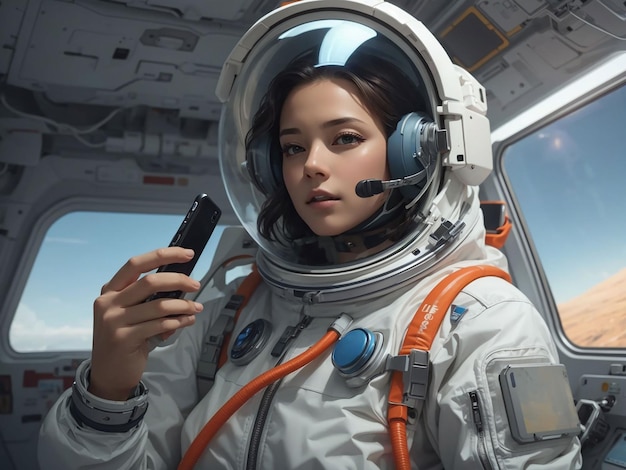 Astronauta de renderização 3D faz selfie design de ilustração 3D