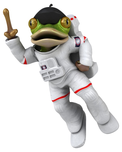 Astronauta de sapo de desenho animado 3D divertido