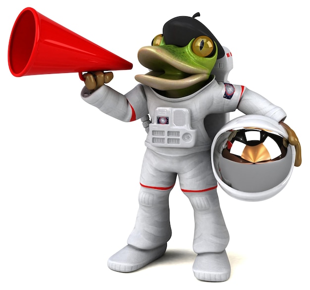 Astronauta de sapo de desenho animado 3D divertido