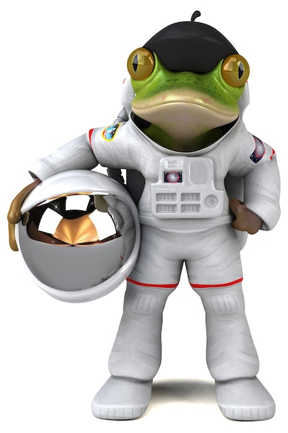 Astronauta de sapo de desenho animado 3D divertido