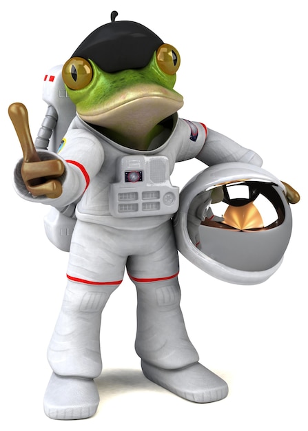 Astronauta de sapo de desenho animado 3D divertido