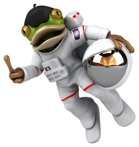 Astronauta de sapo de desenho animado 3D divertido