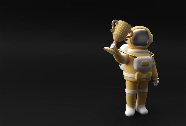 Astronauta de Sucesso Recebeu o Troféu do Primeiro Prêmio Renderização 3D.