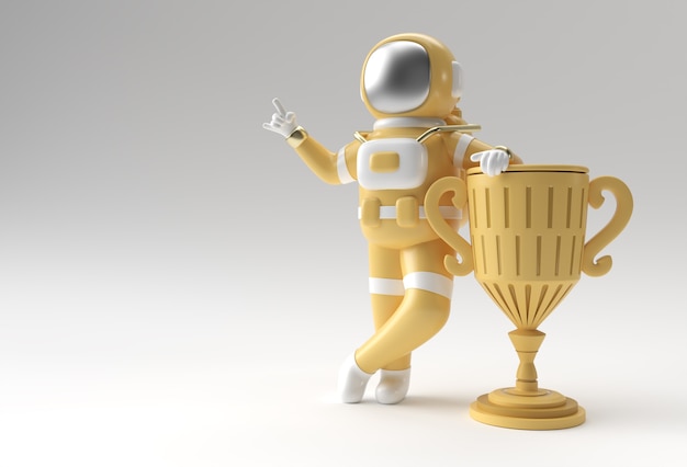 Astronauta de sucesso recebeu o troféu do primeiro prêmio renderização 3d.