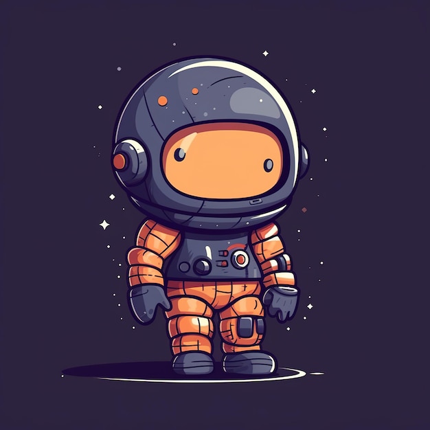 Un astronauta de dibujos animados con un fondo negro y un fondo negro.