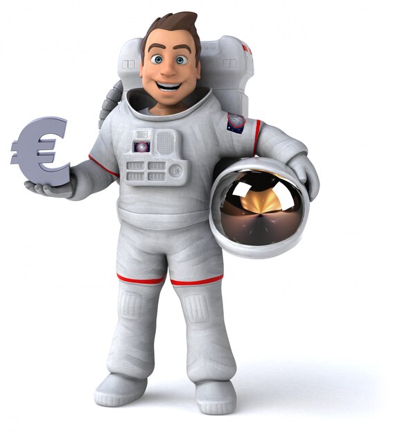 Astronauta divertido com sinal euro