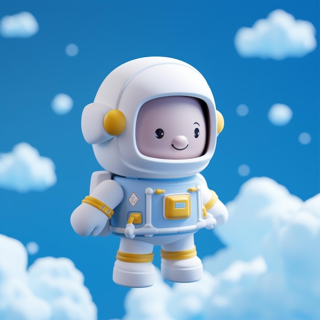 astronauta dos desenhos animados 3d no céu azul