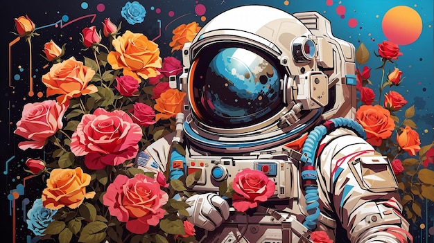 astronauta e flores