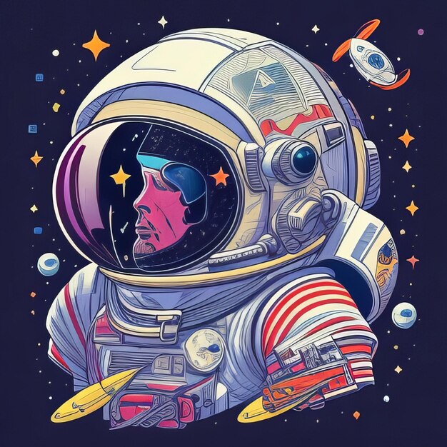 Foto astronauta em desenho animado espacial