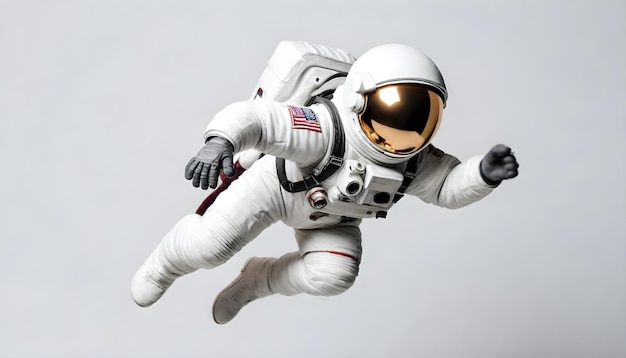 Astronauta em fato espacial branco comemora o Dia do Voo Espacial Humano 12 de abril