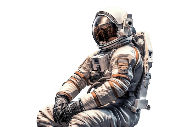 Astronauta em traje espacial isolado em fundo transparente IA generativa