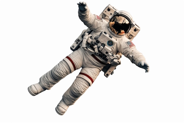 Astronauta em um traje espacial em ia generativa de fundo branco