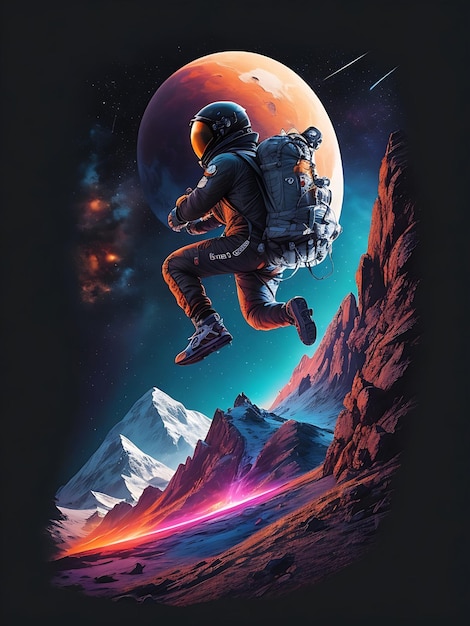 Un astronauta con una escena espacial